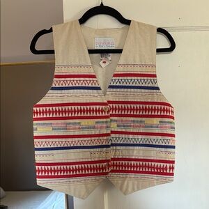 Vintage Colorful Patterned Vest, Sz S